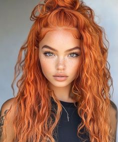 Mango Hair Color, Red Head Curly Hair, Long Curly Hair Color Ideas, Weird Hair Colors, Bright Ginger Hair, Ginger Orange Hair, Red Copper Hair, Natural Beauty Face, Curly Red Hair