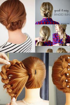 #braidedbunhairstyles Plaited Updo, Updo Hairstyles Tutorials, Hair Romance, Updo Hairstyle, Hairstyle Tutorial, Plaits