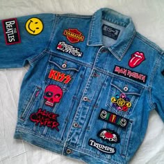 Vintage Patched Jean Jacket / Vintage di KodChaPhornJacket465 Patched Denim Jeans, Patch Denim