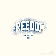 the word freedom in white and blue ink