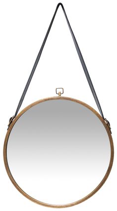 Bursting with practical style and rustic charm, you'll love the way this mirror will complement your space. On the Farmhouse Circle, the leather strap attaches to a rustic metal frame ending in a charming buckle. We all have dead wall spaces in our houses. Instantly spruce up one such space in your home using this mirror. Spanning an impressive 29 inches in height including the strap, this is a trendy and chic accent piece for both young and old. This hanging wall mirror will be the perfect fini Mirrors With Leather Straps, Mirror Bedroom Decor, Farmhouse Wall Mirrors, Entry Mirror, Farmhouse Mirrors, Circle Mirror, Framed Wall Mirror, Mirror Hanging, Metal Frame Mirror