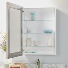 While its rich brushed nickel frame is the first thing you'll likely notice on this steel-bodied medicine cabinet, when you look closer you'll see plenty of other premium features, too. The bathroom cabinet has a powder-coated steel body, soft-close Euro-style hinges and three adjustable-height shelves. For installation convenience, the mirror medicine cabinet can be surface or recess mounted with side panels included for the surface mount option. It's ideal for installation on a wall over any 2 Medicine Cabinets, Vanity Update, Bathroom Medicine Cabinet Mirror, Mirror Medicine Cabinet, Surface Mount Medicine Cabinet, Cabinet Mirror, Recessed Medicine Cabinet, Medicine Cabinet Mirror, Bathroom Cabinets