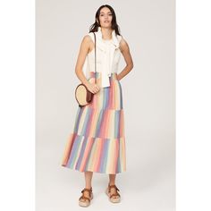 Multicolor stripe cotton (100% Cotton). Midi. Pull on. Imported. Rainbow Skirt, Marine Layer, Rent The Runway, Closet Designs, Maxi Skirt, Skirt, Fashion Design