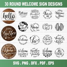 30 round welcome sign designs for svg and dxf