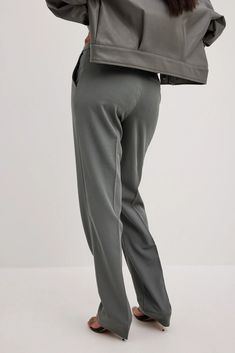 Low Waist Suit Pants Grey | NA-KD Modern Elastane Bottoms With Pockets, Workwear Chinos With Hip Pockets, Workwear Sweatpants With Side Pockets, Modern Pants With Pockets In Elastane, Modern Elastane Pants With Pockets, Modern Chinos With Pockets For Work, Modern Chinos For Workwear With Pockets, Modern Workwear Bottoms With Zipper Closure, Casual Office Bottoms With Straight Hem