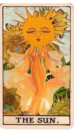 the sun tarot card is shown in this image