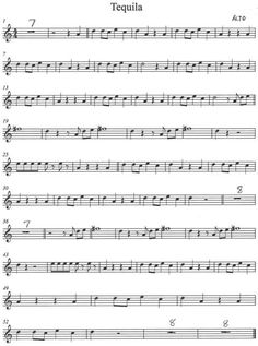 sheet music with the words tequila written on it