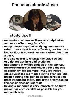 a poster with the words, i'm an academic slayer study tips