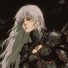 an anime character with white hair and armor