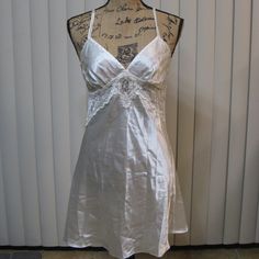 Nwot Belle Nuit Sexy White Lace Satin Silky Lingerie Nightie Nightgown Night Gown Pajama Pj Sleep Sleepwear Lounge Slip Dress Chemise Size S Small. Adjustable Straps And Button Closure In The Back. Brand New, Never Worn. I Also Have Other Lingerie Pieces You Can Match With It - See My Other Listings! White Night Dress Sleep, Night Gown Dress Sleep Nightgowns, Night Gowns Aesthetic, Aesthetic Nightgown, Night Gown Aesthetic, Nightgown Aesthetic, Night Dress Sleep, Gown Aesthetic, Silk Night Dress