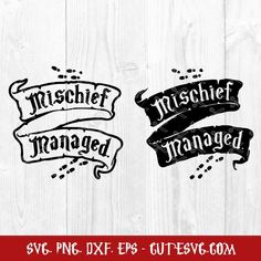 two black and white hand drawn banners with the words'tisher managed ','mrs