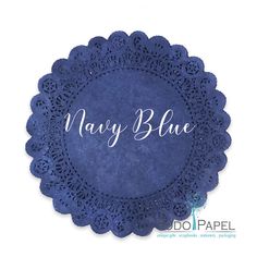 navy blue doily with the word navy blue on it