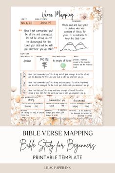 a bible verse map with flowers on it and the words, bible verse maps for beginners