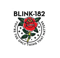 the logo for blink - 822 is shown in black and white with a red rose