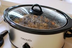 a crock pot sitting on top of a stove with the words, the best pleasant crockpot recipe