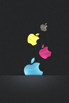 an iphone wallpaper with different colored apple logo on it's back and sides