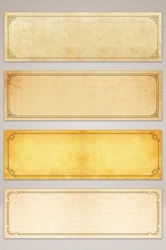 four blank banners with gold trimmings on them