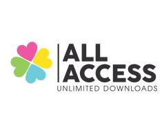 the all access logo with hearts and clovers on it's left hand side