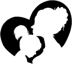 the silhouette of two people in a heart