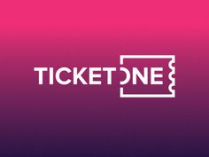 the ticket one logo is white on a pink background