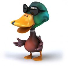 a cartoon duck wearing sunglasses and a hat