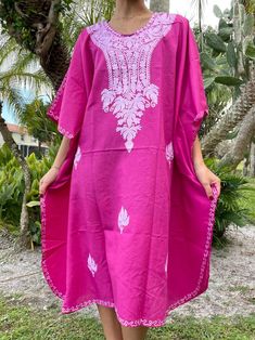 Womens Kaftan Midi Dresses Flawless Deep Pink Loose Caftan | Etsy Purple Midi Dress, Mid Calf Dresses