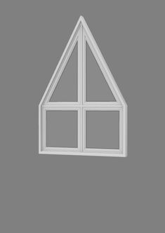 an image of a white window on a gray background in the shape of a triangle