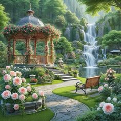 Gazebo Pictures, Paris History, Magical Landscape, Scene Drawing, Artistic Pictures, 3d Landscape, Peace Illustration, Dream Vacations Destinations, Home Garden Design