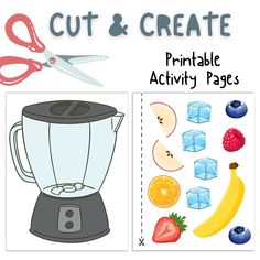 cut and create printable activity pages for kids to learn how to use the blender