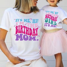 a mother and daughter wearing matching birthday shirts