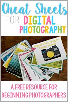 a pile of photos with the words great sheets for digital photography on top of it