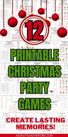 the 12 printable christmas party games are great for kids to play on their own