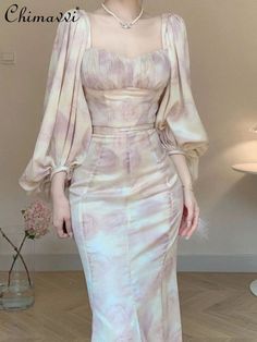 Lantern Sleeve Top, High Waist Long Skirt, Modest Fashion Outfits, Glam Dresses, Lantern Sleeve, Classy Dress, Modest Dresses