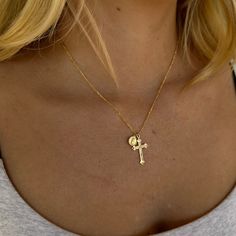 Handmade Gold Filled Chain, Cross Charm, and Mother Mary Charm Necklace. Truly Blessed Jewels is Handmade Jewelry that is customizable and personalized to fit your lifestyle. We design high quality jewelry at an affordable price. Shop our Gold Filled Jewelry Online & in store in Scottsdale, AZ. Miraculous Medal Necklace, Catholic Necklace, Christian Necklace, Christmas Guide, Gold Cross Necklace, Rose Boutique, Gold Cross Pendant, Figaro Chain, Miraculous Medal