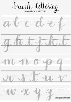 the brush lettering worksheet with cursive font and lowercase letters on it