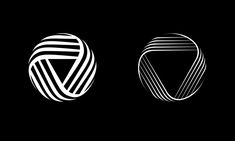 two white lines are in the shape of an abstract ball on a black background illustration