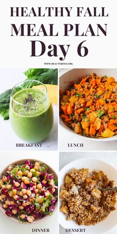 healthy meal plan day 6 with pictures of different foods