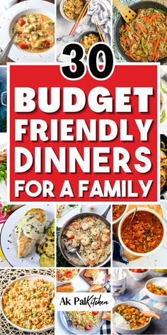 the cover of 30 budget friendly dinners for a family