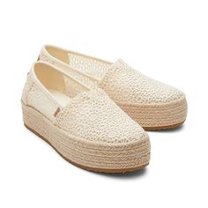 Your favorite platform espadrille, now in gorgeous Moroccan crochet. Featuring a sleek silhouette, chic rope-wrapped detailing, and an improved fit. The Valencia is ready to take you from work to the weekend with comfort and style. Textile upper with crochet detailing. Rubber outsole. Removable OrthoLite® EcoLT-Hybrid™ insole for enhanced comfort and breathability made with 26% eco content including 15% hybrid materials, 6% bio-oil and 5% recycled rubber. Outsole height is approximately 1 1/2". Moroccan Crochet, Espadrilles Shoes, Rope Wrapped, Women's Espadrilles, Mental Health Resources, Platform Espadrilles, Recycled Rubber, Valencia, The Weekend