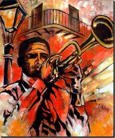 a painting of a man with a trumpet