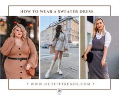 How To Wear A Sweater Dress – 21 Sweater Dress Outfits Ideas Pleated Midi Skirt Outfit, Sweater Dress Outfits, Dress Outfits Ideas, 21 Outfits