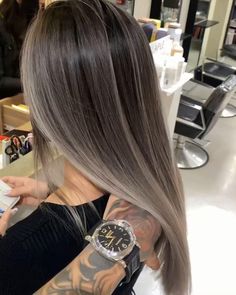 Slate Hair Color, Ash Blonde Hair With Highlights, Black To Blonde Hair, Grey Blonde Hair