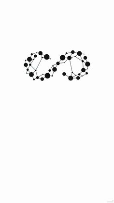 a black and white photo of two circles connected to each other with dots in the middle