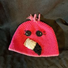 Hand Made Kid Sized Crochet Pink Flamingo Hat Flamingo Hat Crochet, Flamingo Hat, Crochet Flamingo, Knitted Baby Beanies, George Hats, Bunny Bonnet, Kids Baseball Caps, H&m Baby, Crochet Pink