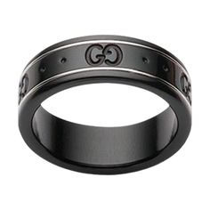 Gucci Icon 18ct White Gold Corundum Black Ring Size 6 YBC225985001 Gucci Wedding, Iconic Jewelry, Gucci Bracelet, Bracelet Man, Man Band, Smart Jewelry, Buckle Ring, Gold Cufflinks, Black Ring