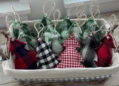 a basket filled with lots of different types of fabric