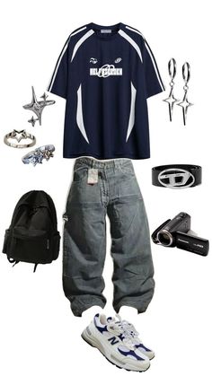 Ropa Y2k Hombre, Y2k Mens Outfits, Y2k Hombre, Yk2 Outfits, Y2k Outfits Men, Street Style Outfits Casual, Y2k Shoes, Baggy Clothes