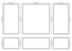 four square frames are shown with the measurements for each one, and two different sizes