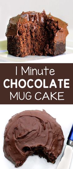 one minute chocolate mug cake on a plate