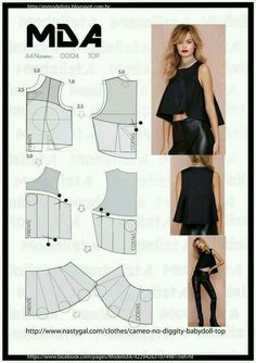 an image of a woman's top and skirt sewing pattern, with instructions to make it